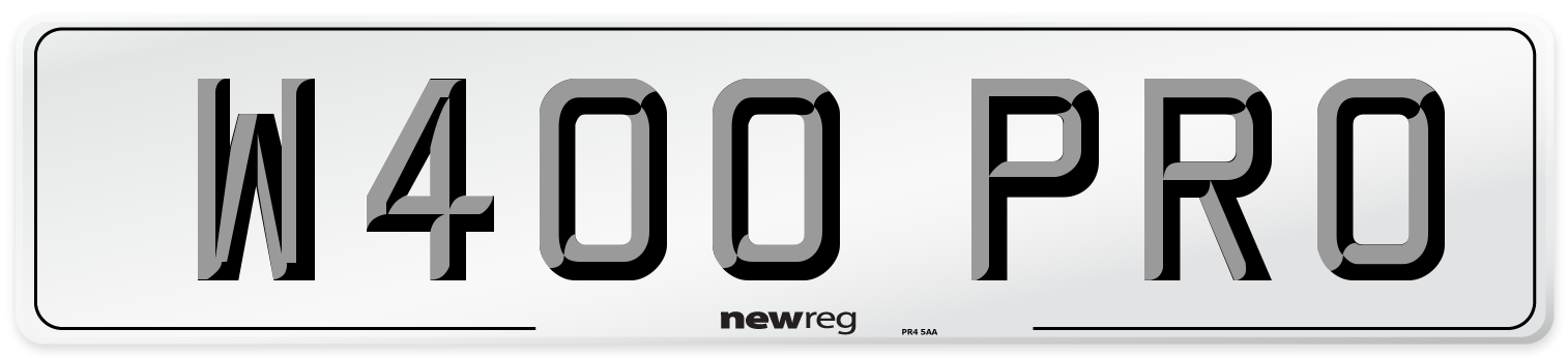 W400 PRO Number Plate from New Reg